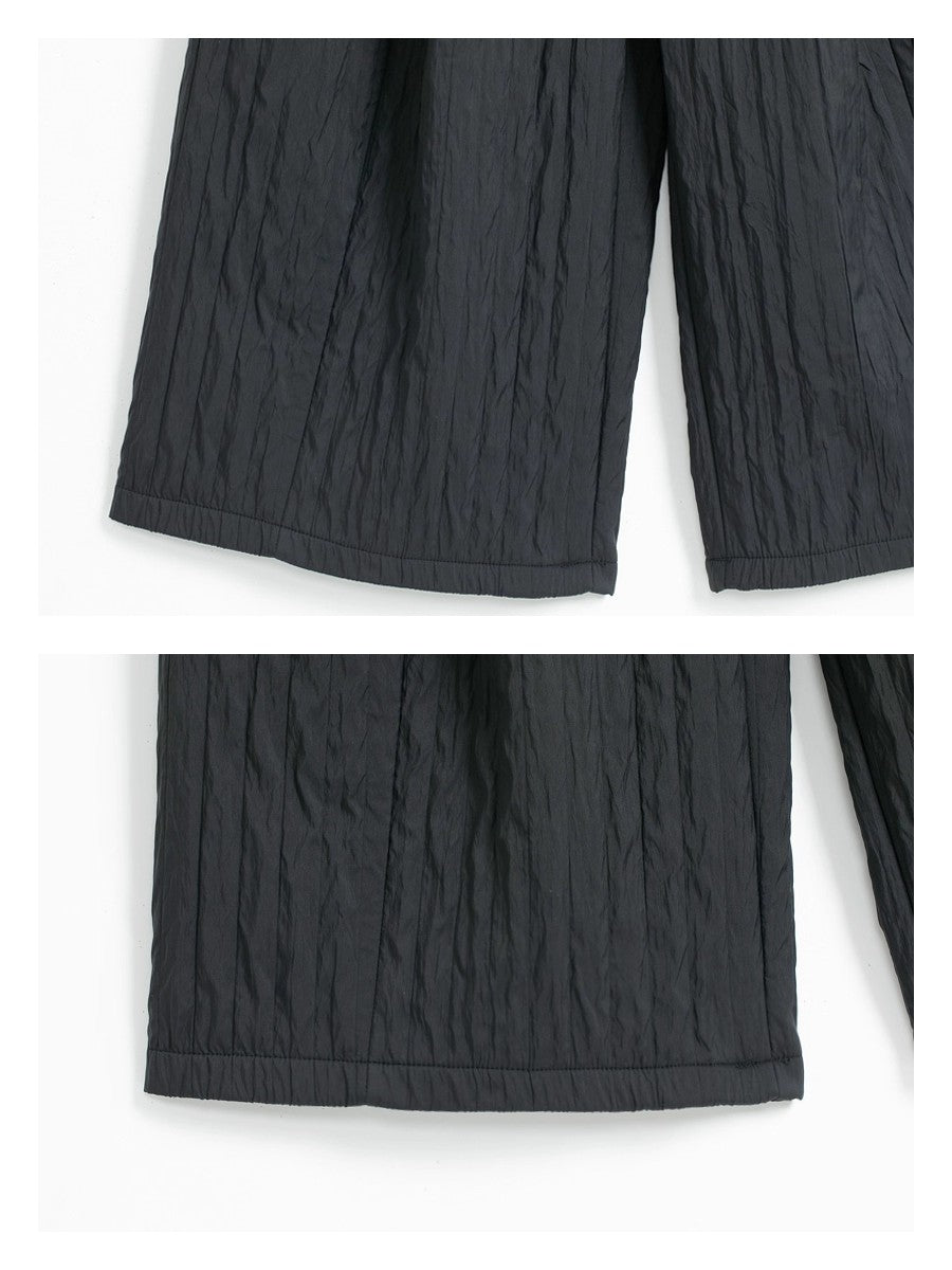 裏起毛キルティング風ワイドパンツ