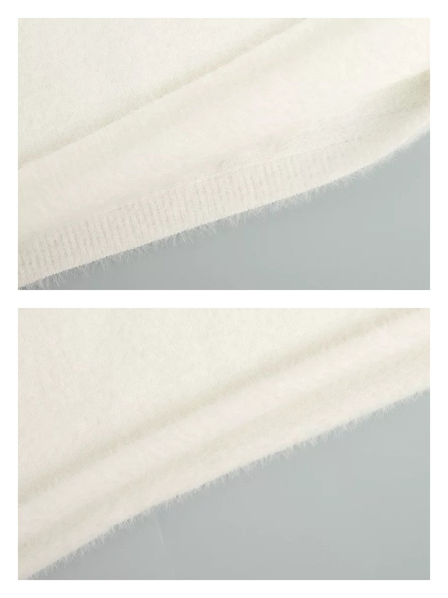 シャギーニットルーズセータースカートセット