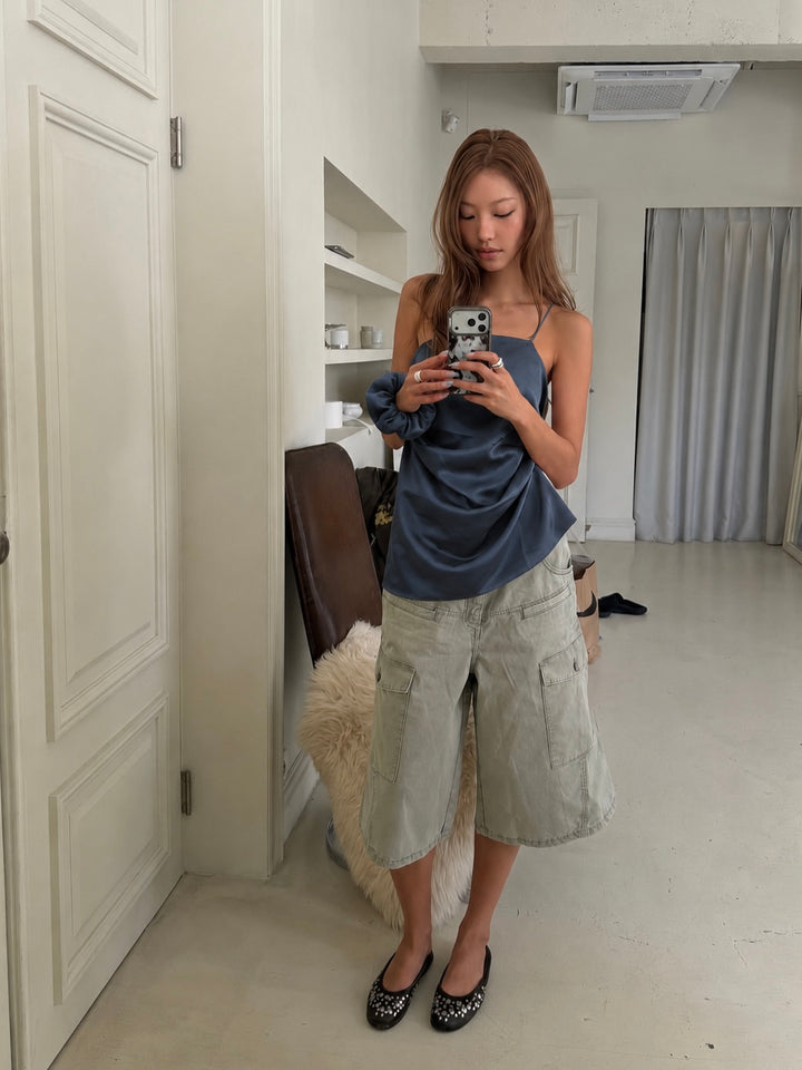 【 Select 】マットサテンサイドタックキャミチュニック＆ビッグシュシュセット