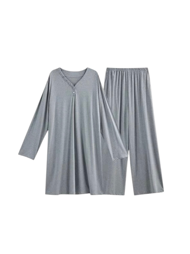【wabi sabi】モダールコットンボタンディテールネックセットアップ