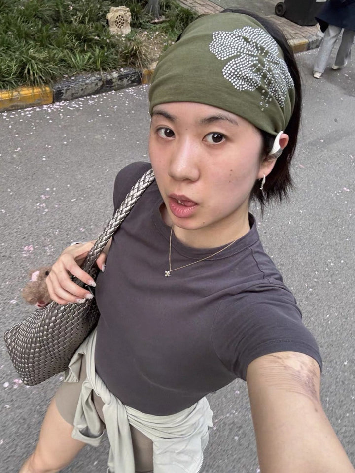 ハイビスカススタッズストレッチヘアバンド