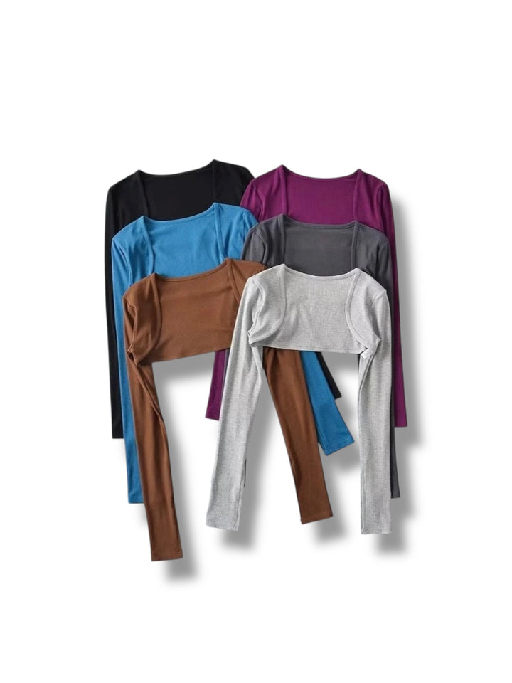 スリットスリーブリブボレロトップス