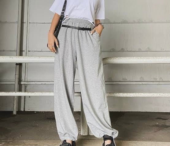【 Select 】ベルト付きダブルループスタッズワイドパラシュートスウェットパンツ