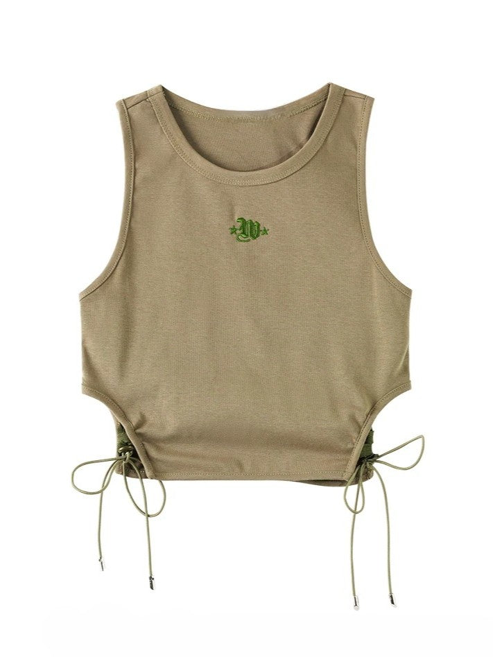 サイドレースアップコードリブタンクトップ