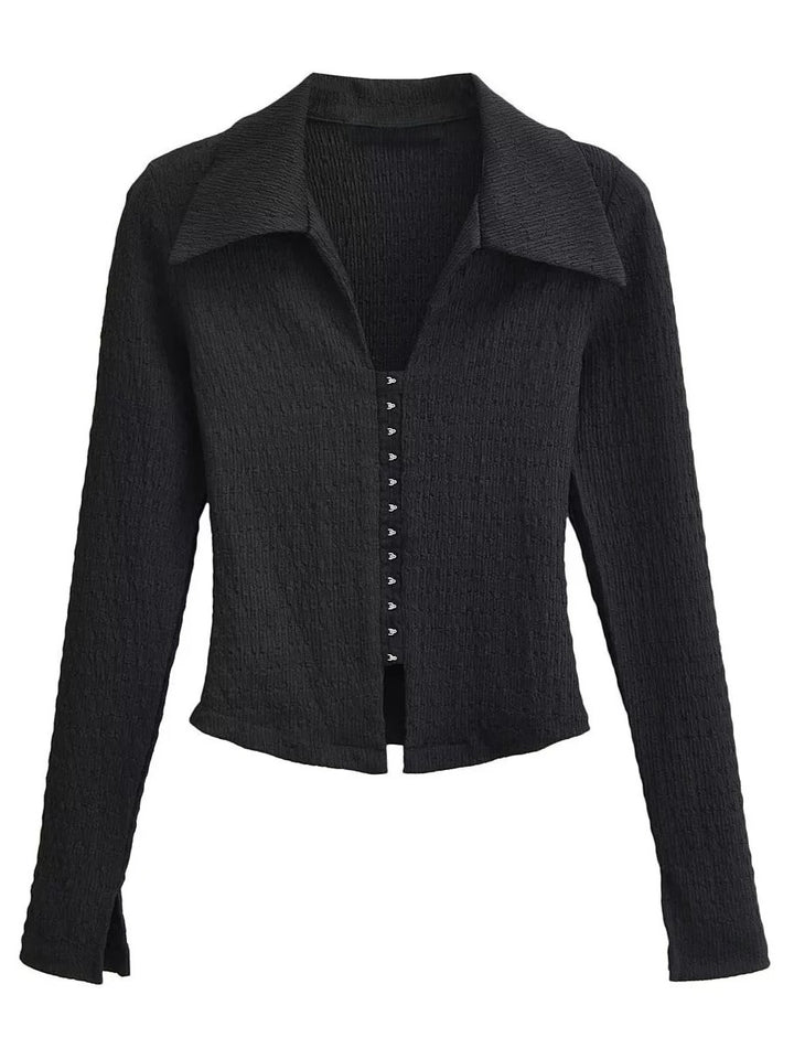 フロントフックオープンカラートップス