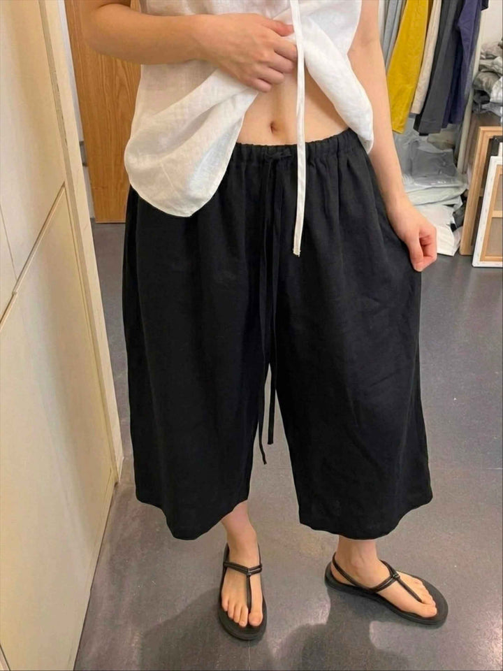 コットンブレンドルーズイージーバミューダパンツ
