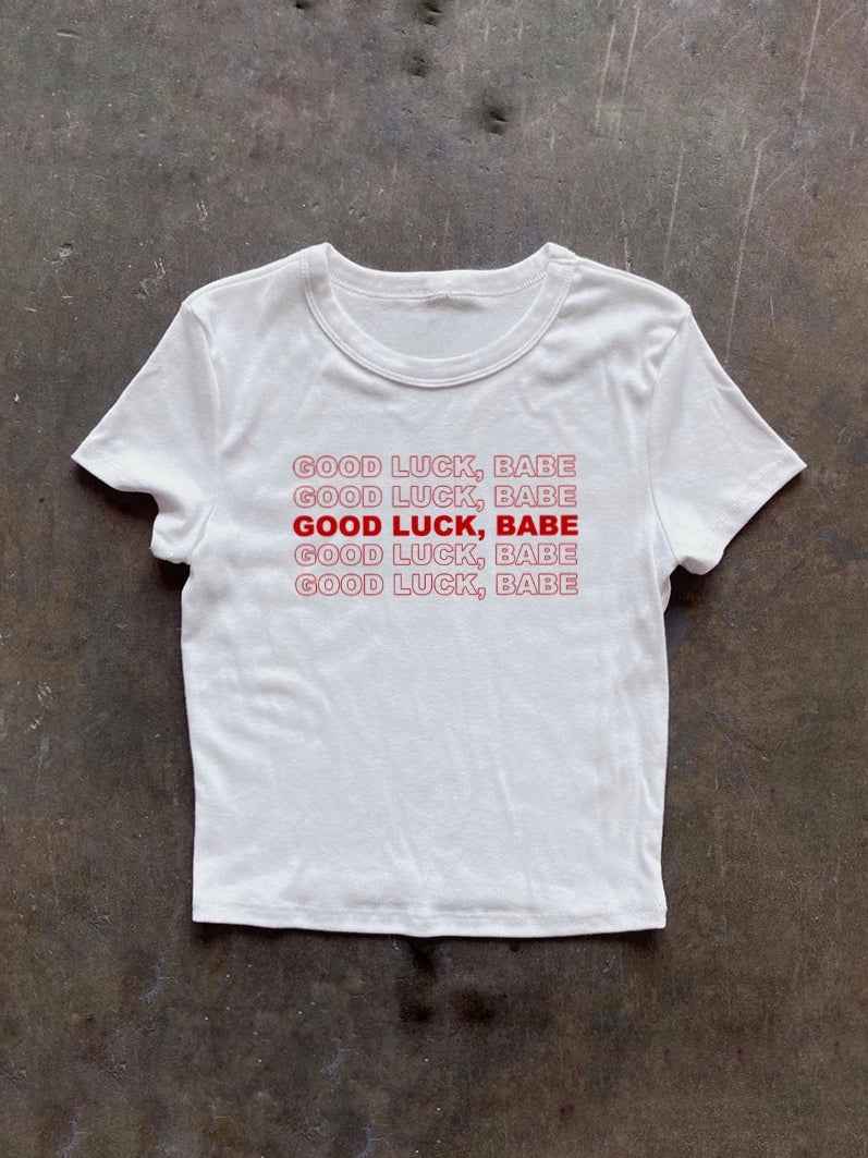 GOOD LUCK BABE グラフィックロゴプリントTシャツ