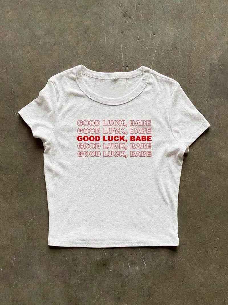 GOOD LUCK BABE グラフィックロゴプリントTシャツ