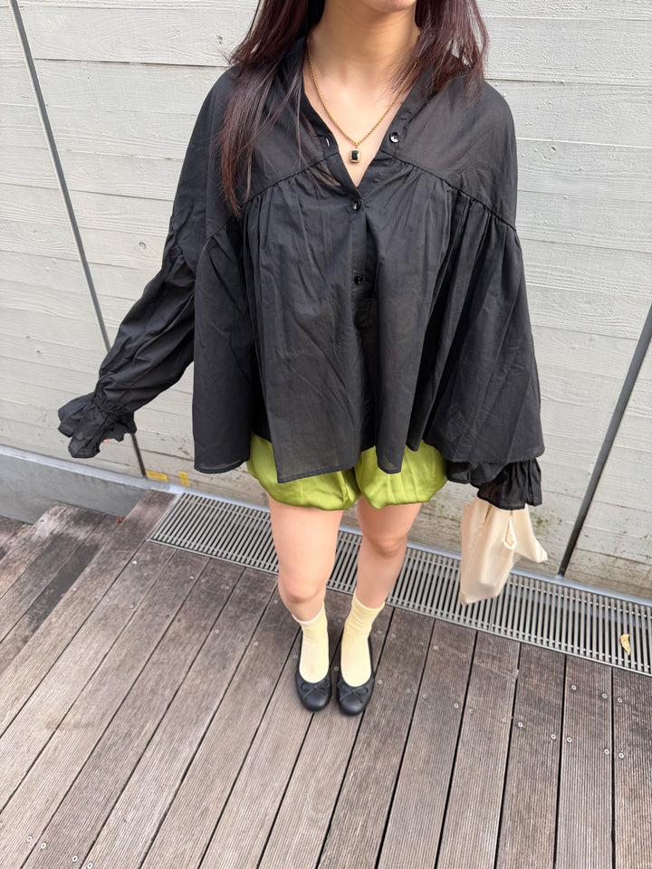 【OUTLET】(即納)【Select 】ギャザースリーブフリルカフコットンブラウス