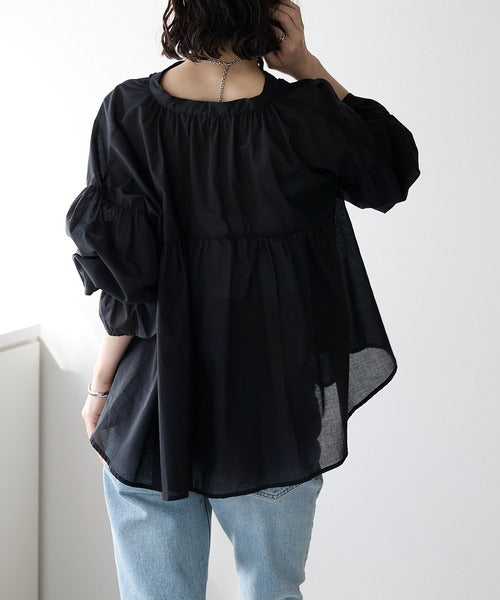 【OUTLET】(即納)【Select 】ギャザースリーブフリルカフコットンブラウス