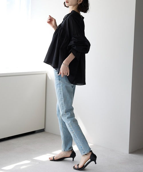【OUTLET】(即納)【Select 】ギャザースリーブフリルカフコットンブラウス