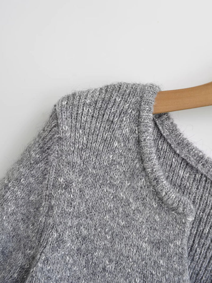 フレアスリーブメランジニットミニワンピース