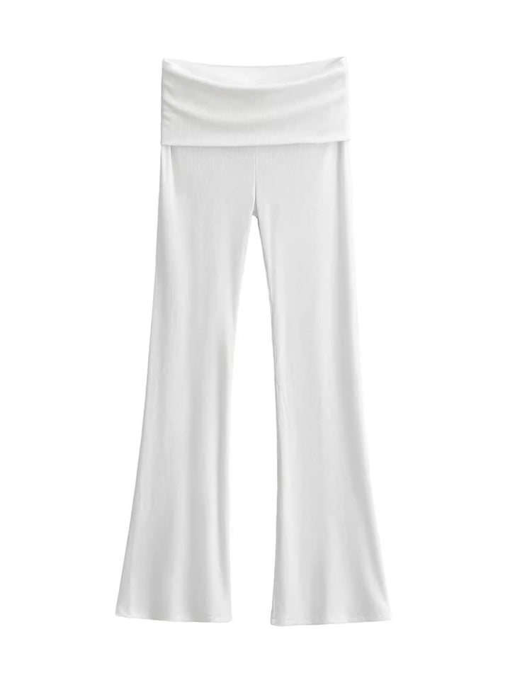 ワイドフォールドオーバーリブフレアパンツ