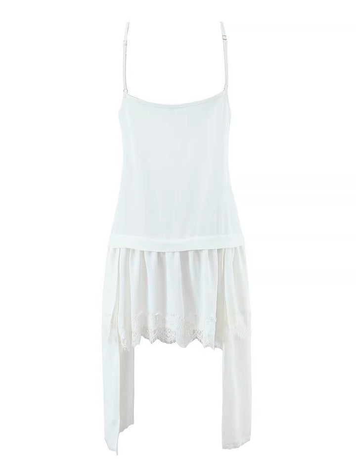 レースレイヤードアシンメトリーキャミワンピース