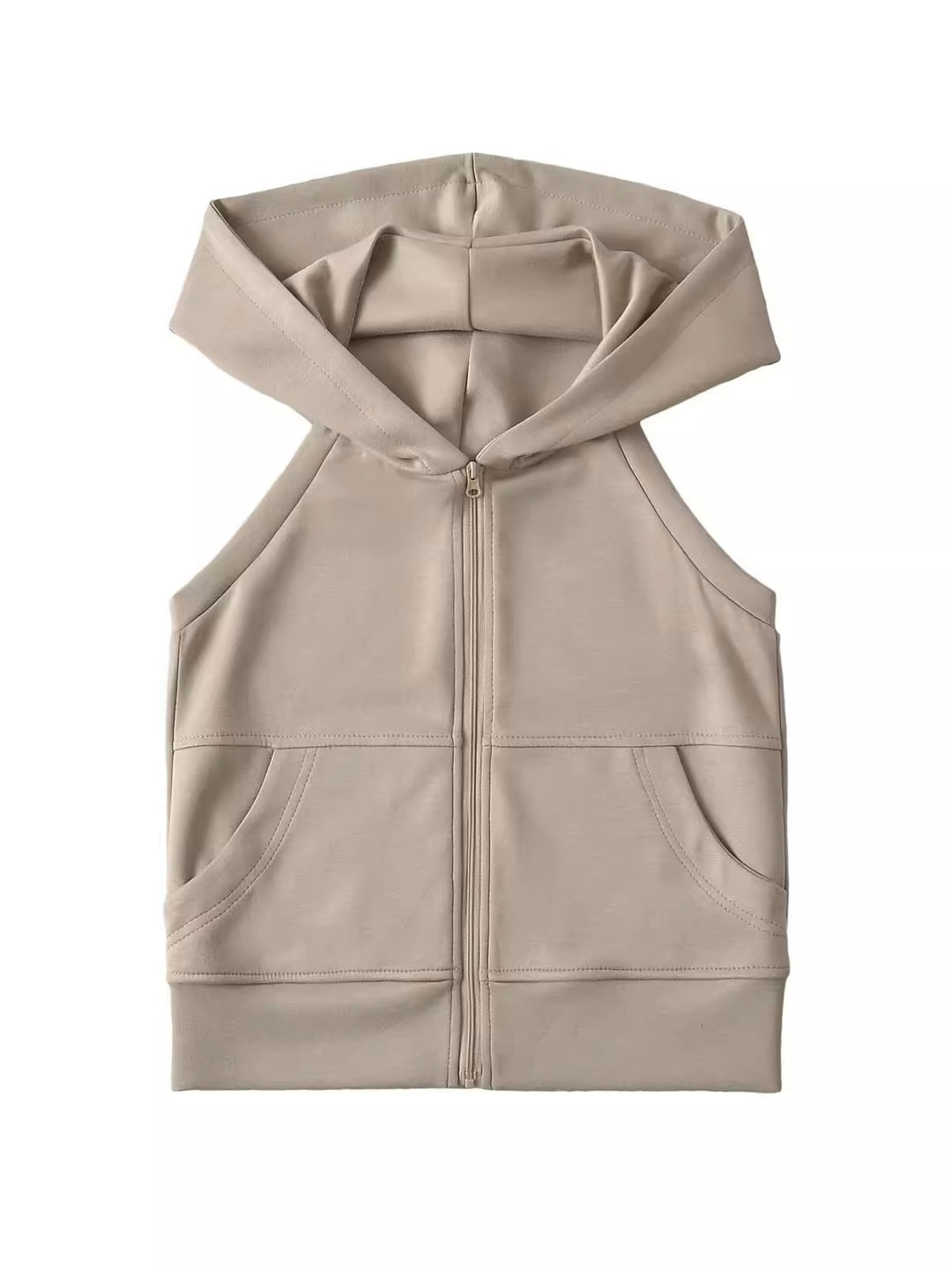 スリーブレスジップアップフーディー