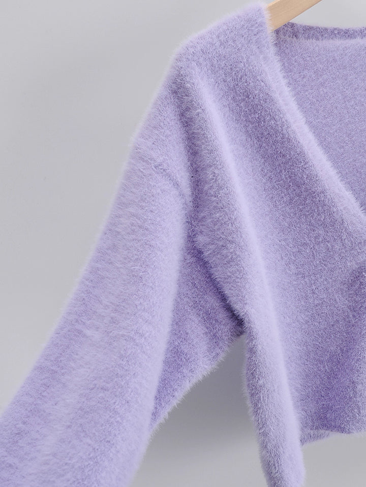 シャギーニットカーディガンアンサンブル