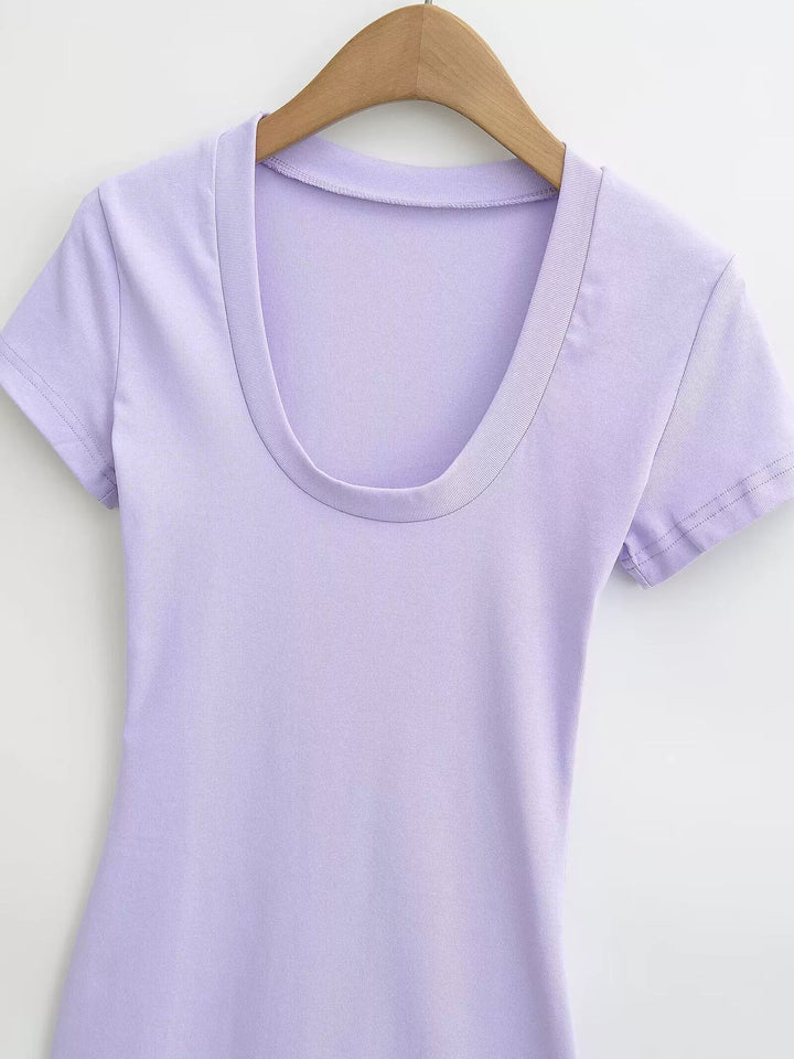UネックTシャツミニワンピース