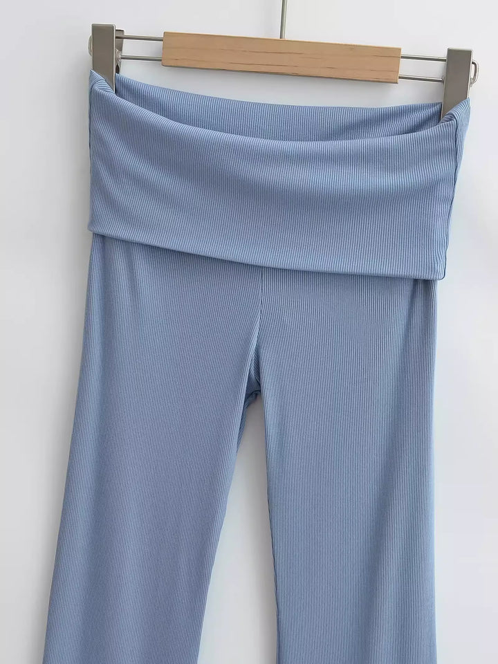 ワイドフォールドオーバーリブフレアパンツ