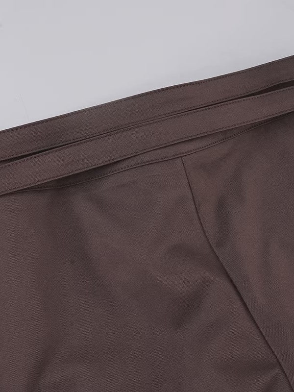 ダブルベルトストレートスラックスパンツ