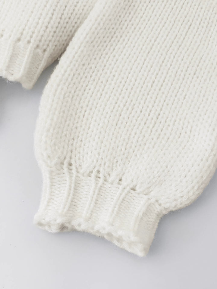 バックドローリボンVネックセーター