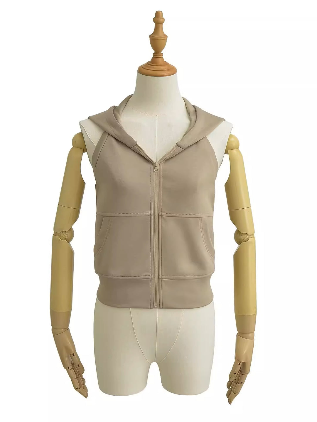 スリーブレスジップアップフーディー