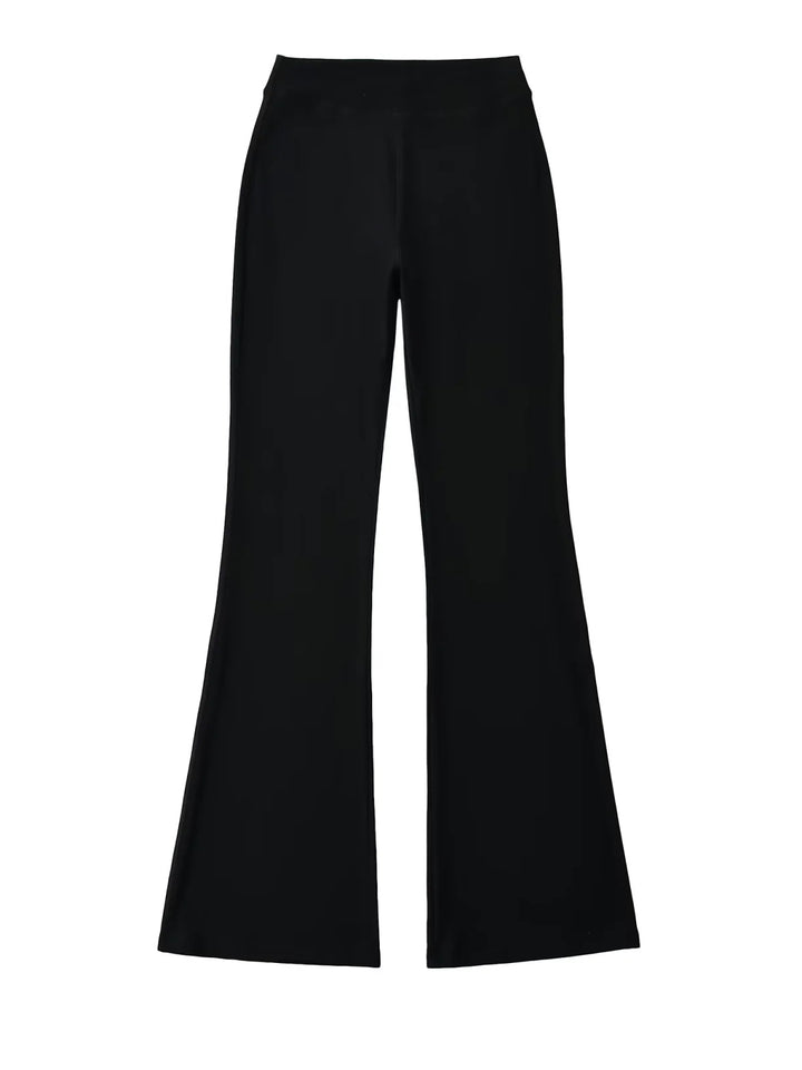 ソリッドカラーストレッチフレアパンツ