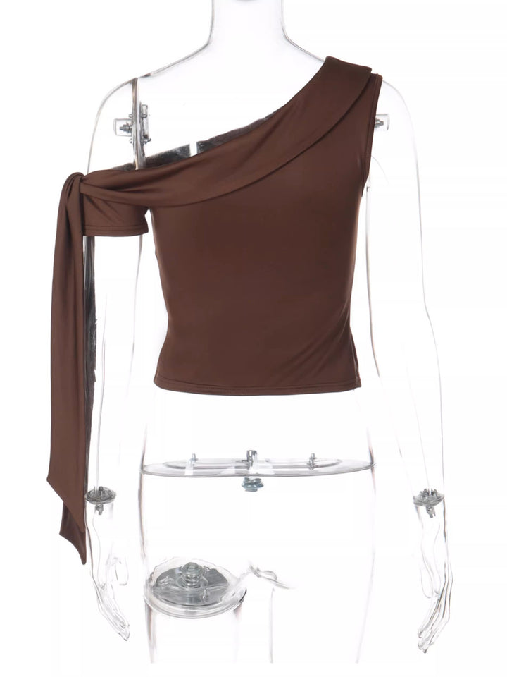 アイレットデザインワンショルダーロングタイトップ