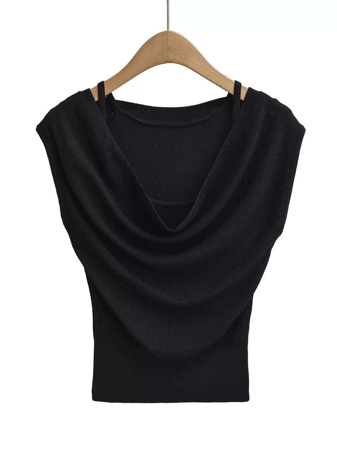 ソフトドレープレイヤードサマーニットトップス