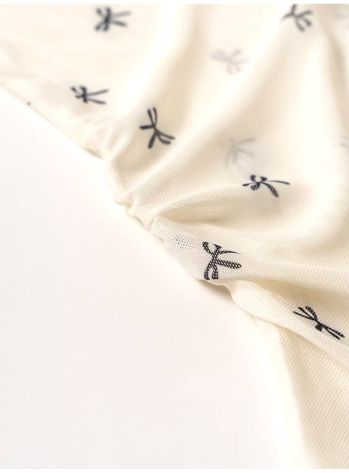 リボン柄シアーメッシュトップスレイヤードセット