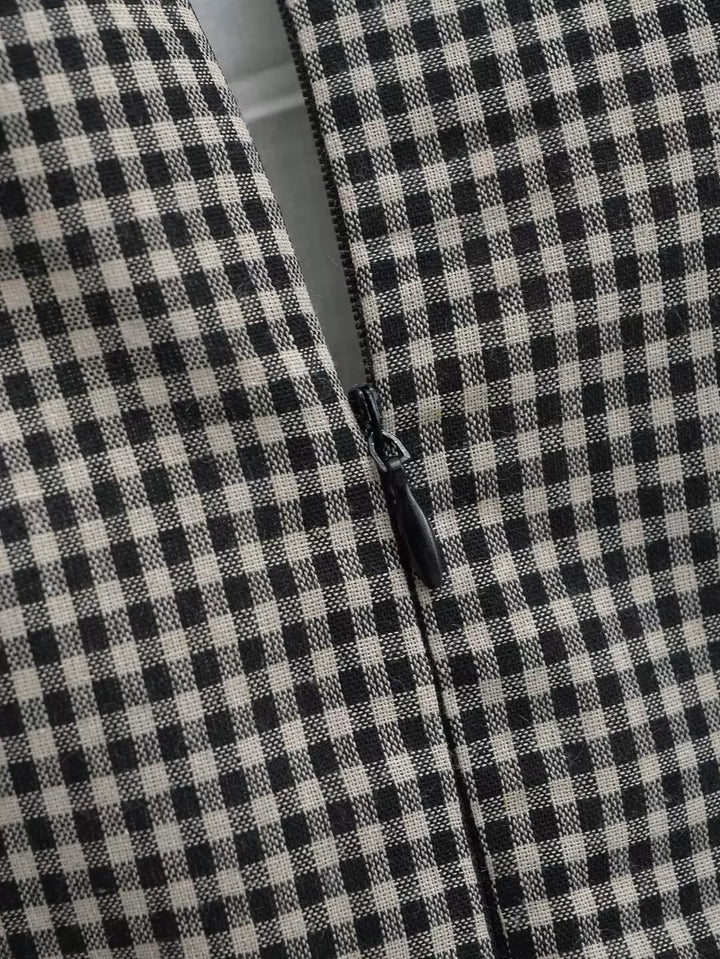 クラシックギンガムチェックバックリボンミニワンピース
