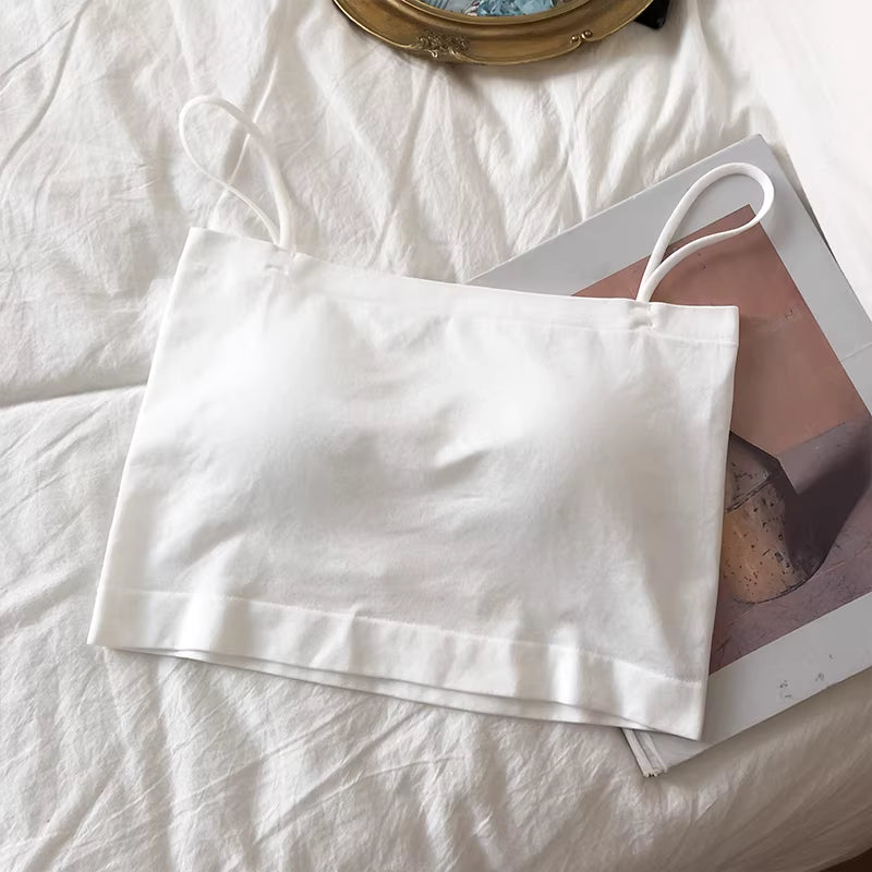 カップ付きアースカラークロップドキャミソール