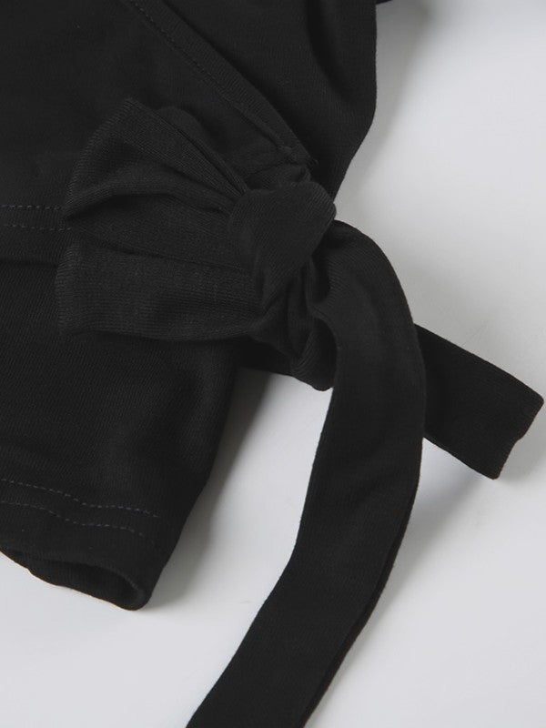 ラップデザイン裏起毛トップス