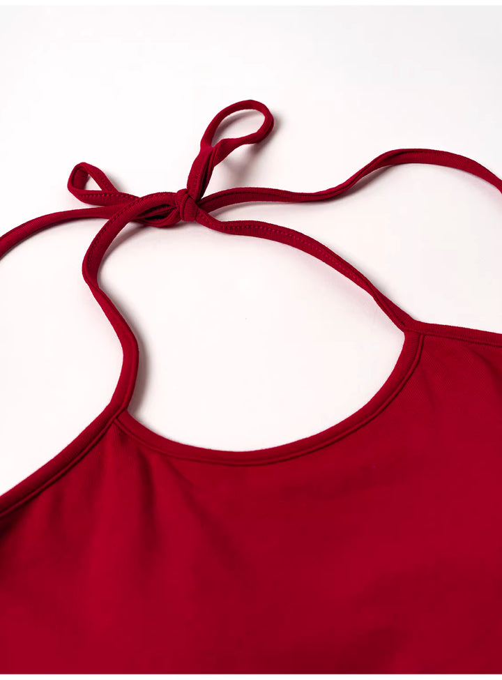 リボン柄シアーメッシュトップスレイヤードセット