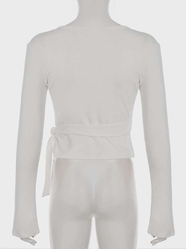 ラップデザイン裏起毛トップス