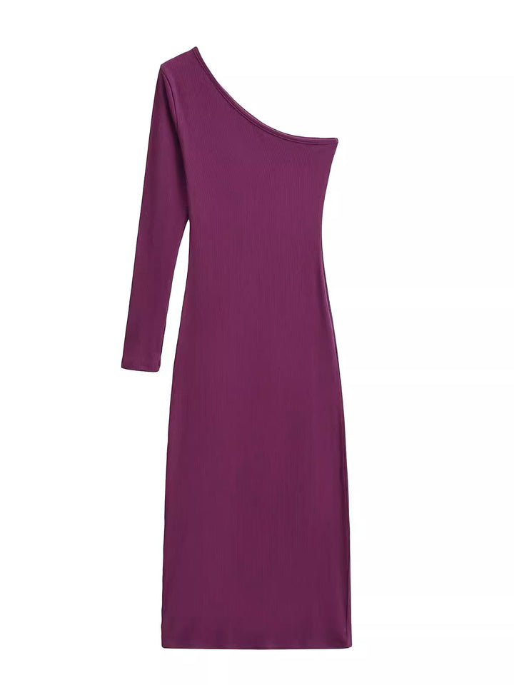 ワンショルダーリブワンピース