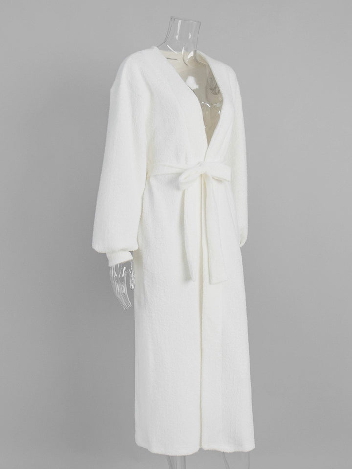 ホワイトニットロングコーディガン