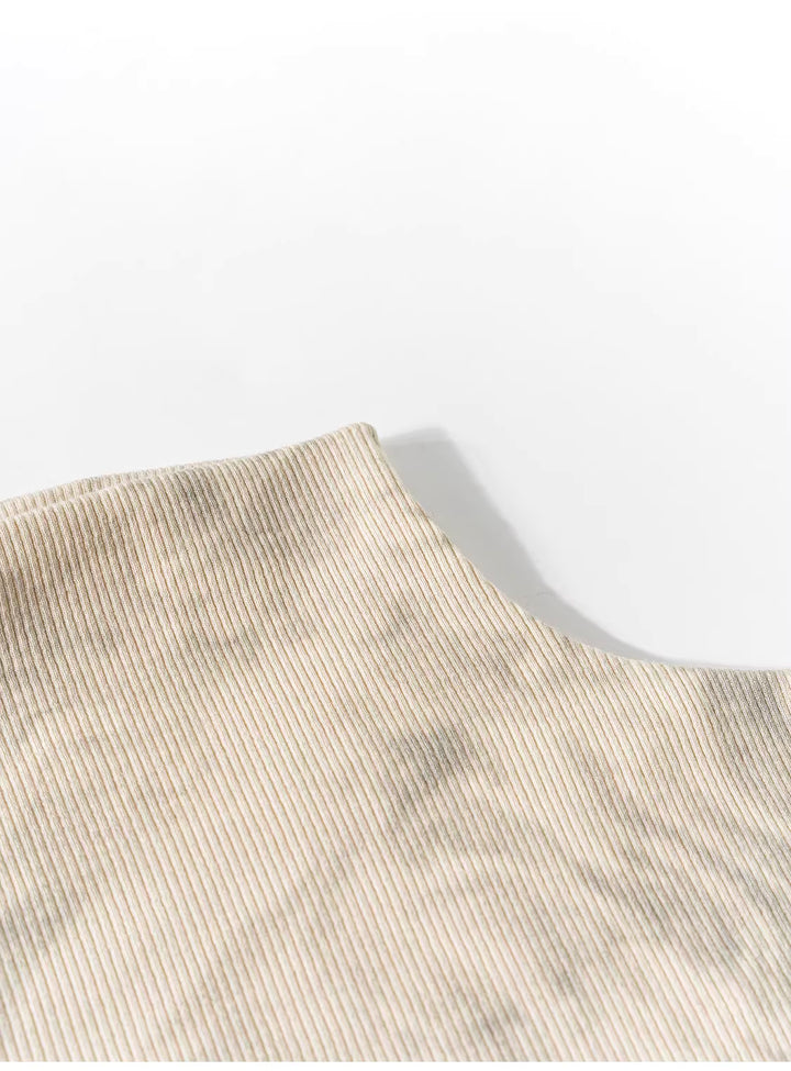 マーブルデザインハイネックスリーブレストップス