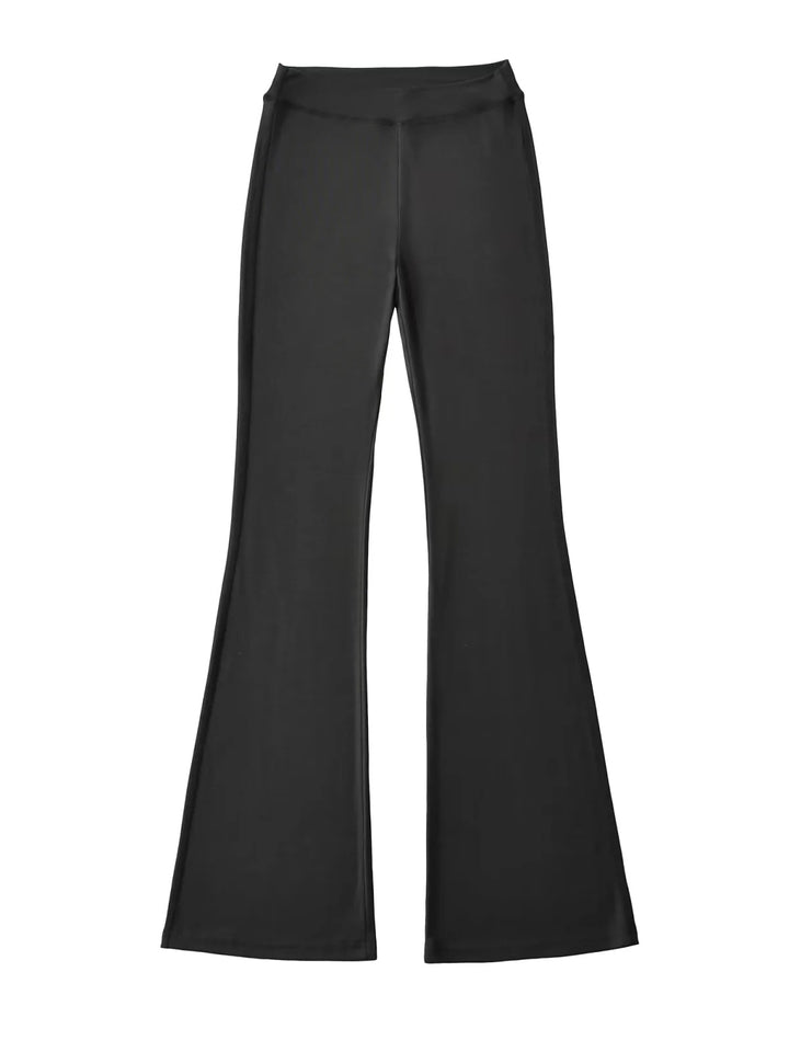 ソリッドカラーストレッチフレアパンツ