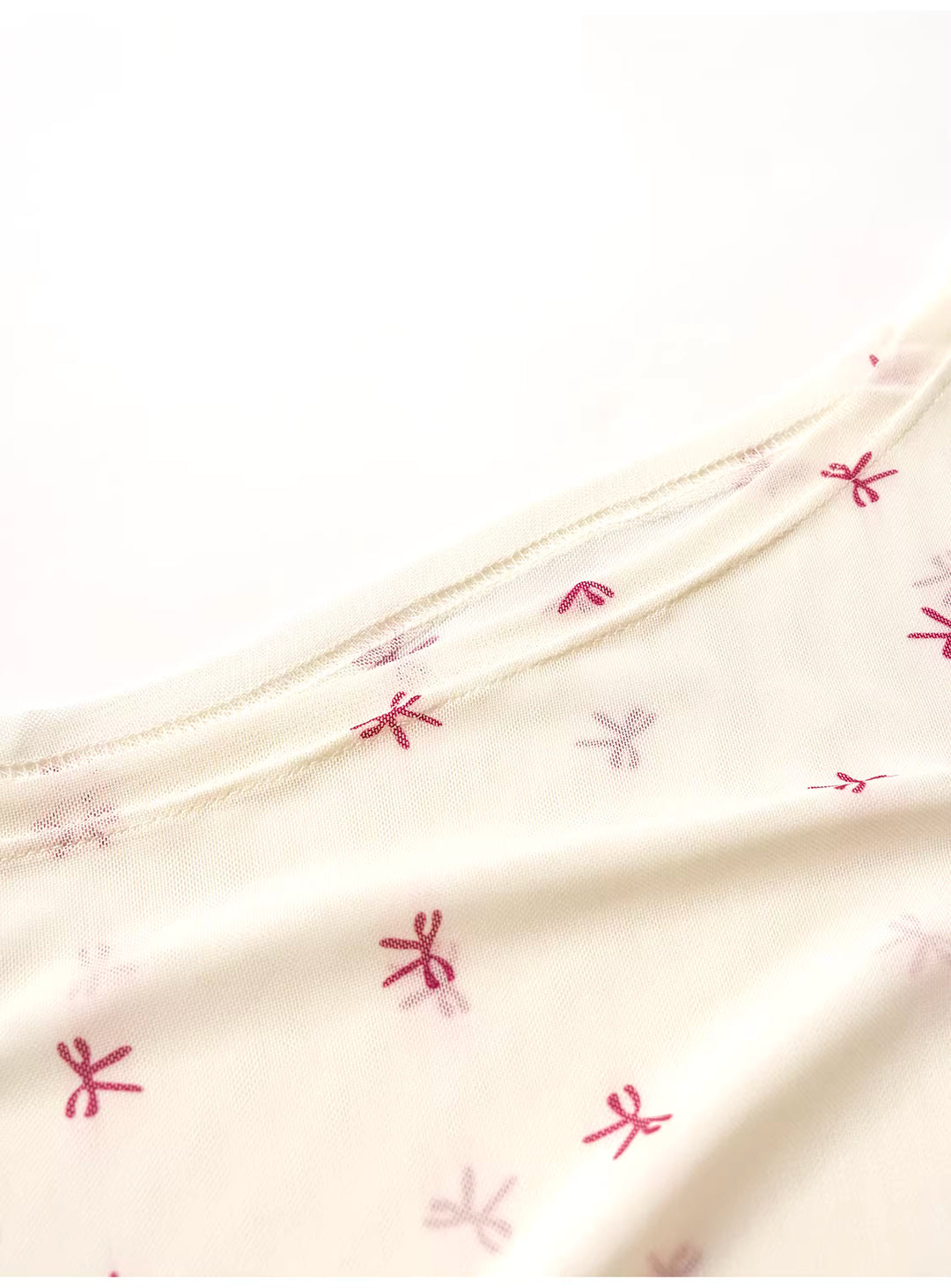 リボン柄シアーメッシュトップスレイヤードセット