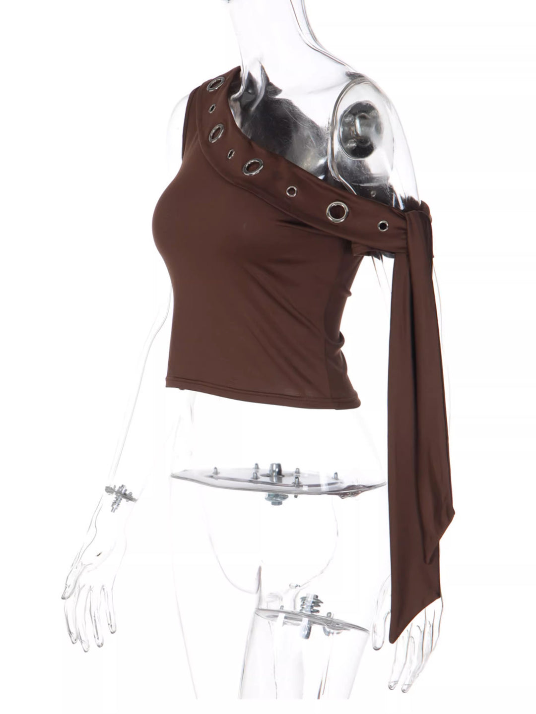 アイレットデザインワンショルダーロングタイトップ