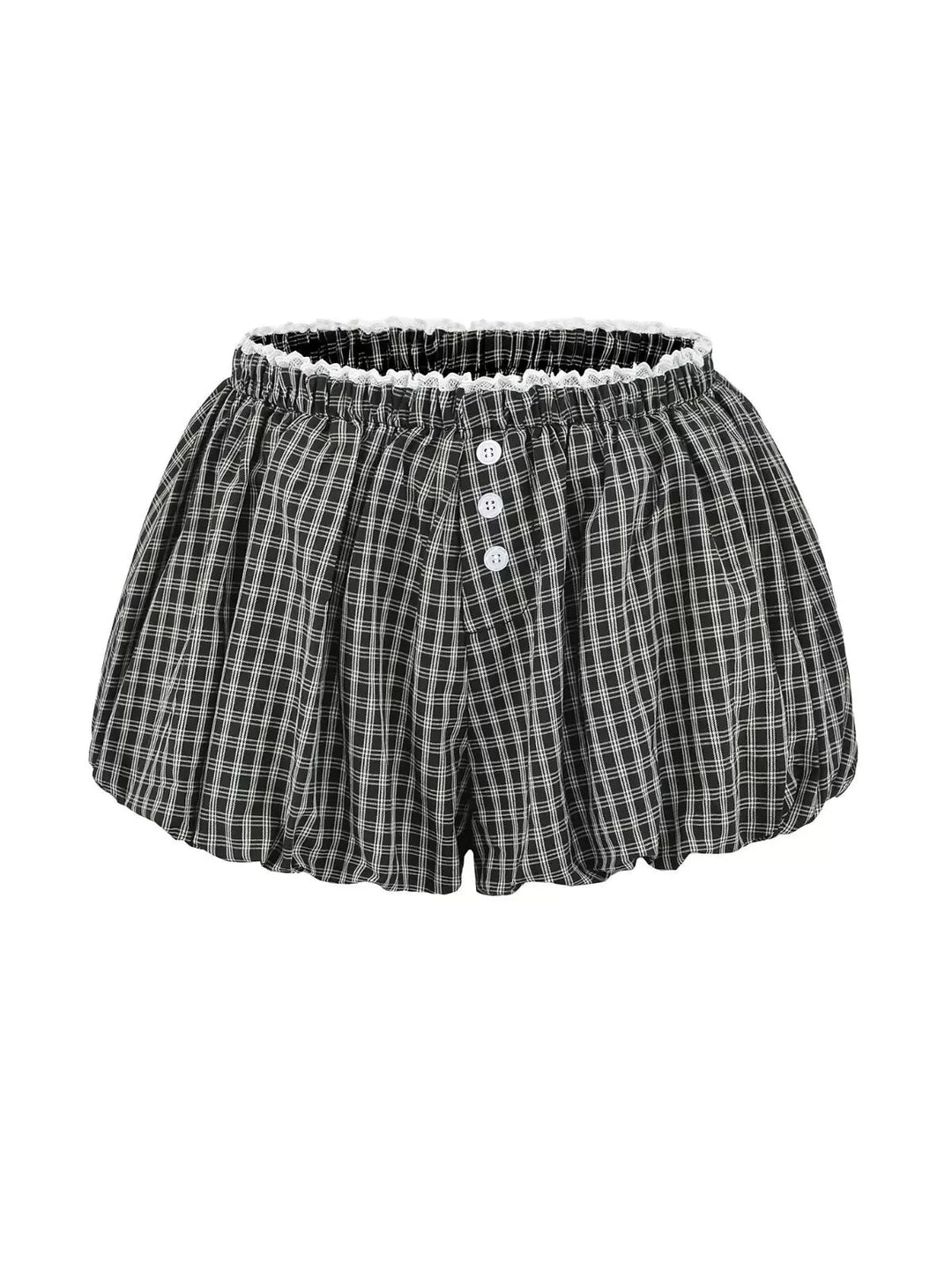 チェック柄フリルバルーンボクサーショートパンツ