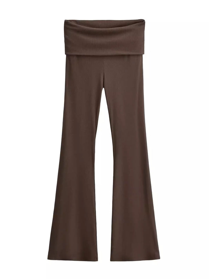 ワイドフォールドオーバーリブフレアパンツ