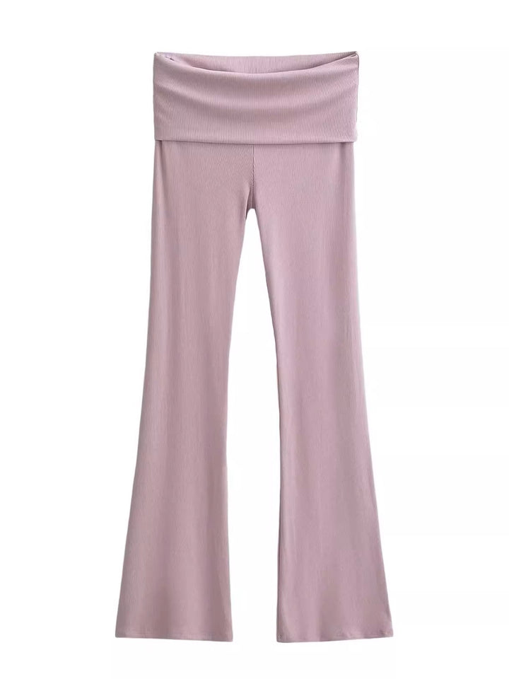 ワイドフォールドオーバーリブフレアパンツ