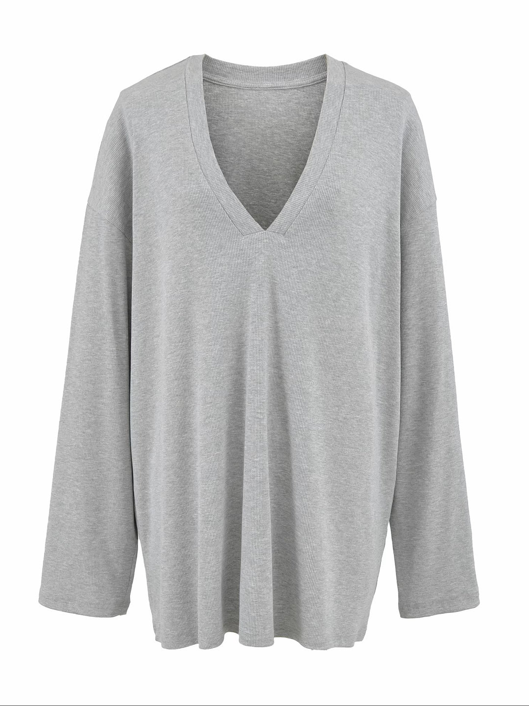 Vネックリラックスリブトップス