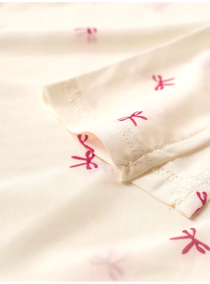 リボン柄シアーメッシュトップスレイヤードセット