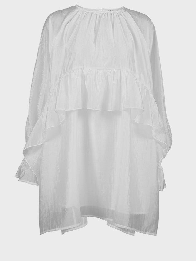 シアーフリルボリュームチュニックワンピース