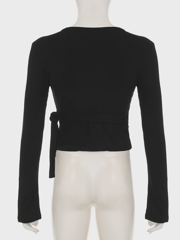 ラップデザイン裏起毛トップス