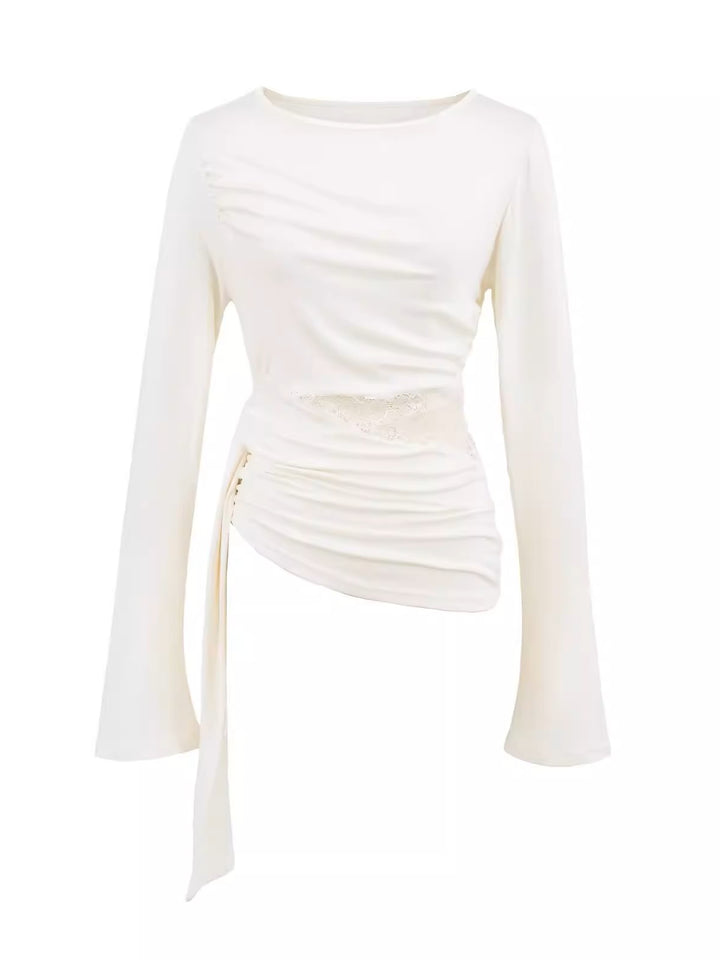 サイドシアーレースリボントップス