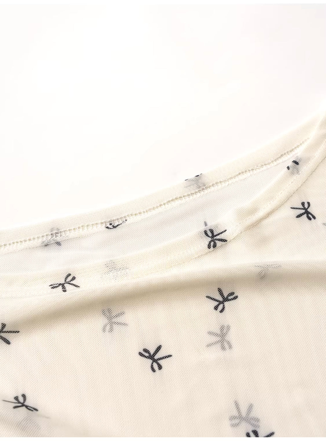 リボン柄シアーメッシュトップスレイヤードセット