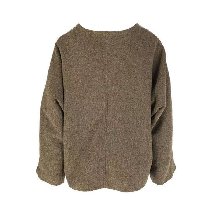 ノーカラーウールライクジャケット